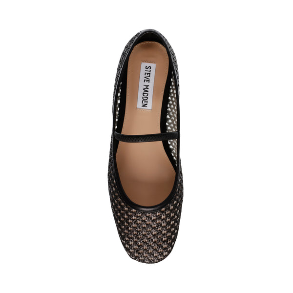 Majorca Flat Shoe BLK RAFFIA