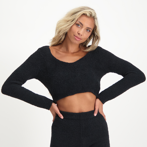 Boucle V-neck Crop top BLACK
