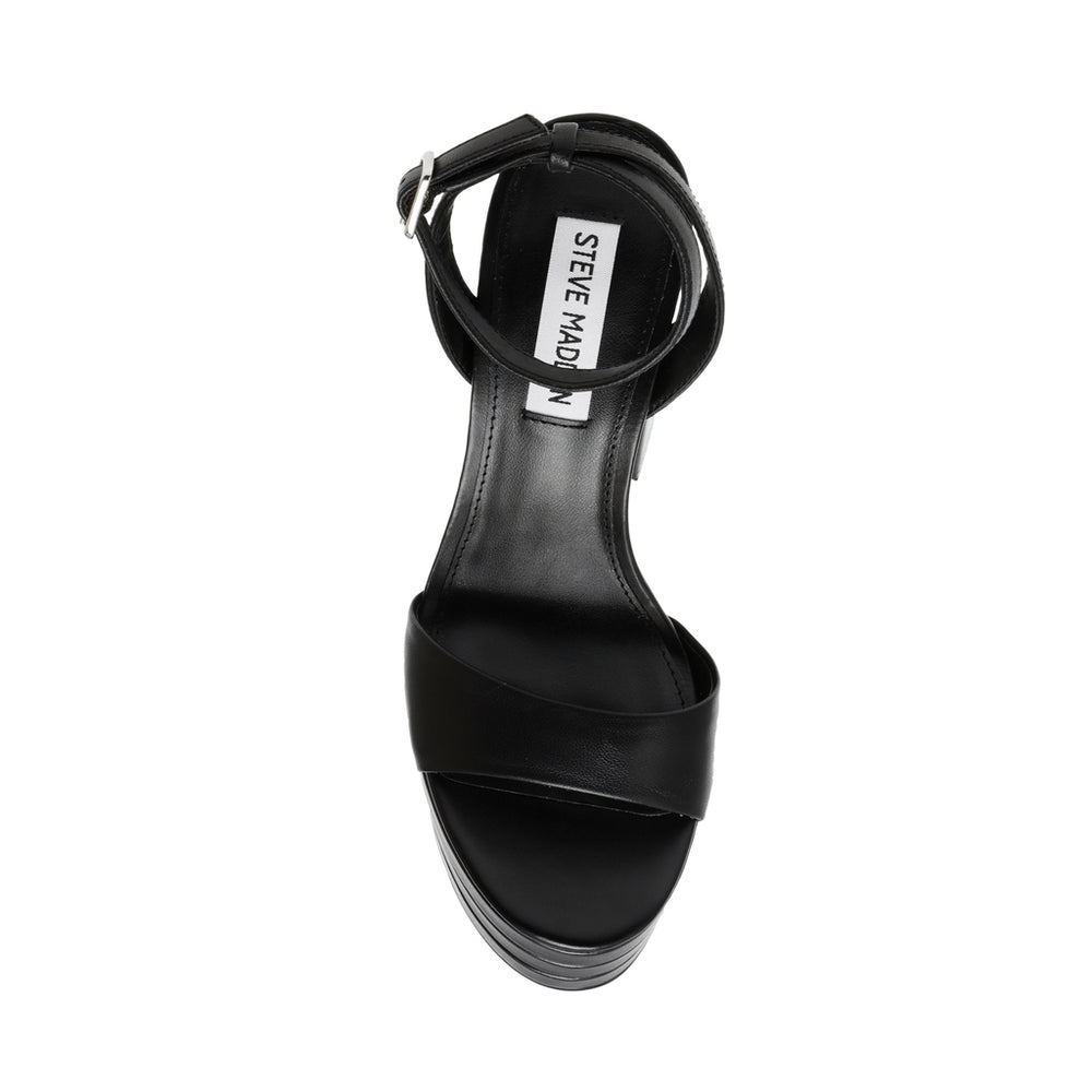 Steve Madden Timely Sandal BLACK LEATHER Sandals All Products